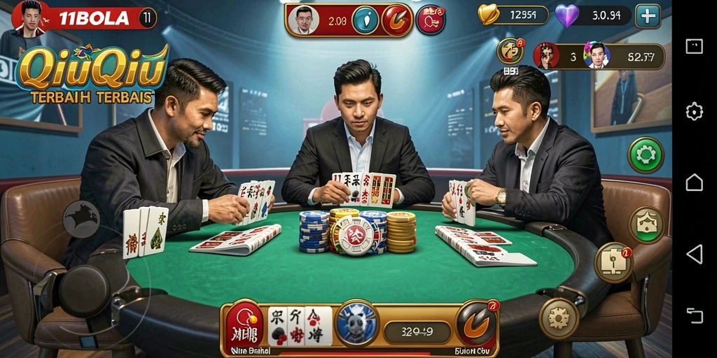 Tampilan gameplay QiuQiu yang seru dan kompetitif di 11BOLA.