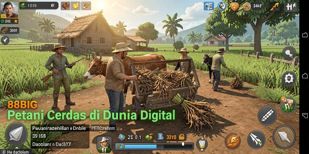 Tampilan gameplay 88BIG yang menggambarkan kehidupan pertanian.