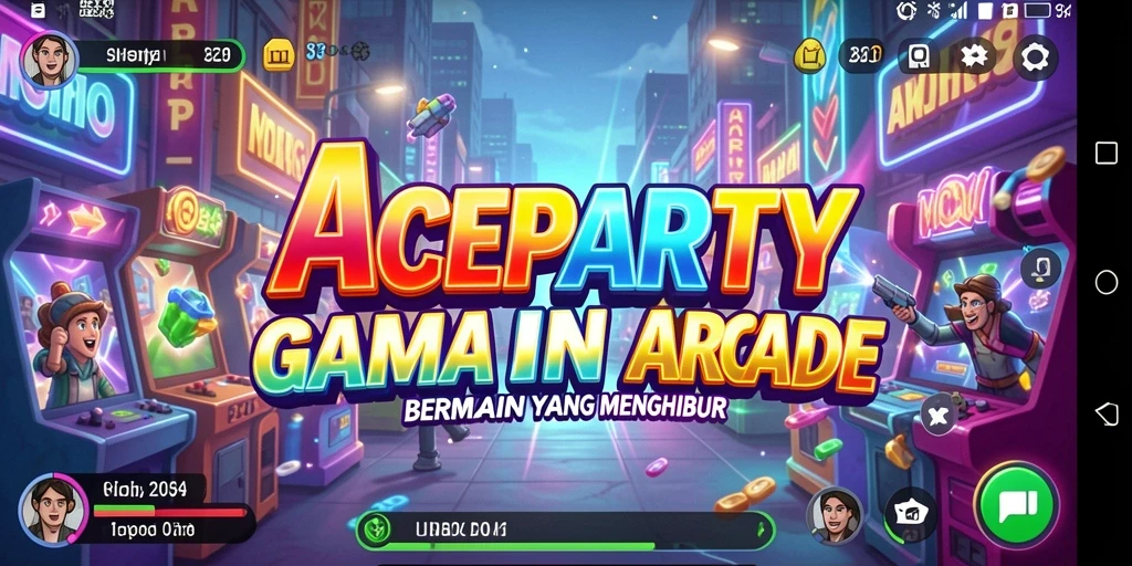 Screenshot gameplay ACEPARTY menunjukkan aksi seru di dalam game Arcade.