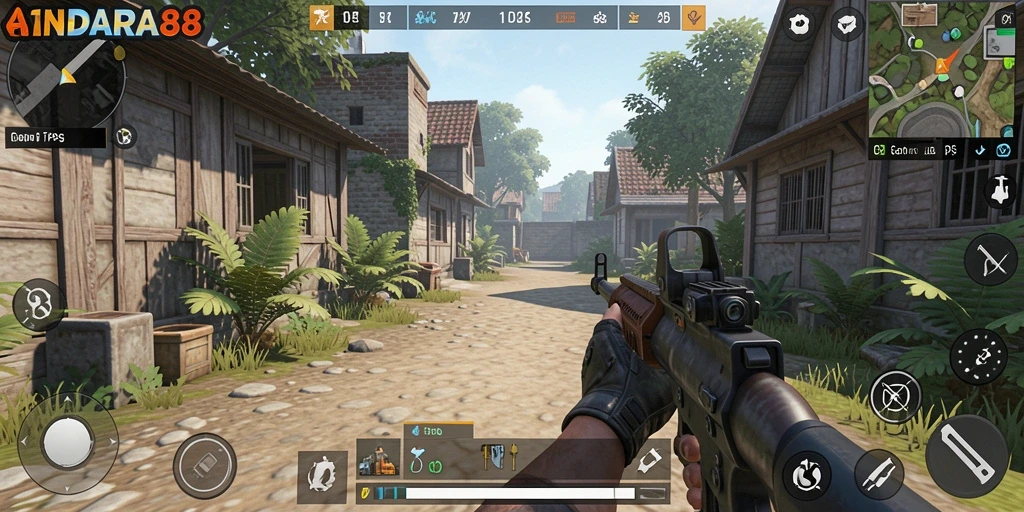 Tangkapan layar gameplay seru di ANDARA88 menunjukkan aksi tembak-menembak.