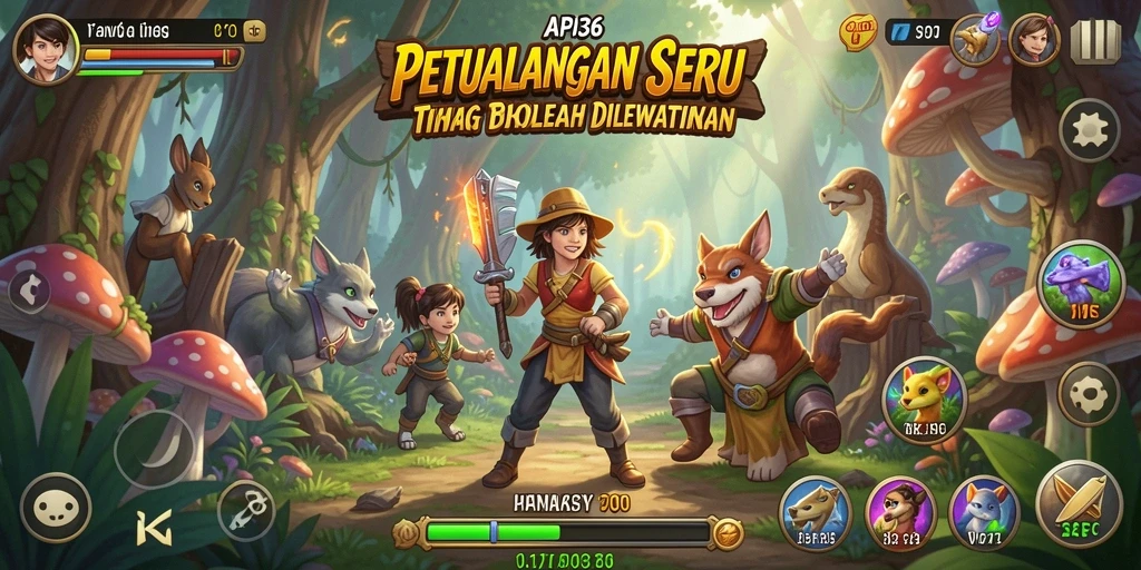 Screenshot API36 menunjukkan karakter utama dalam aksi petualangan yang mendebarkan.