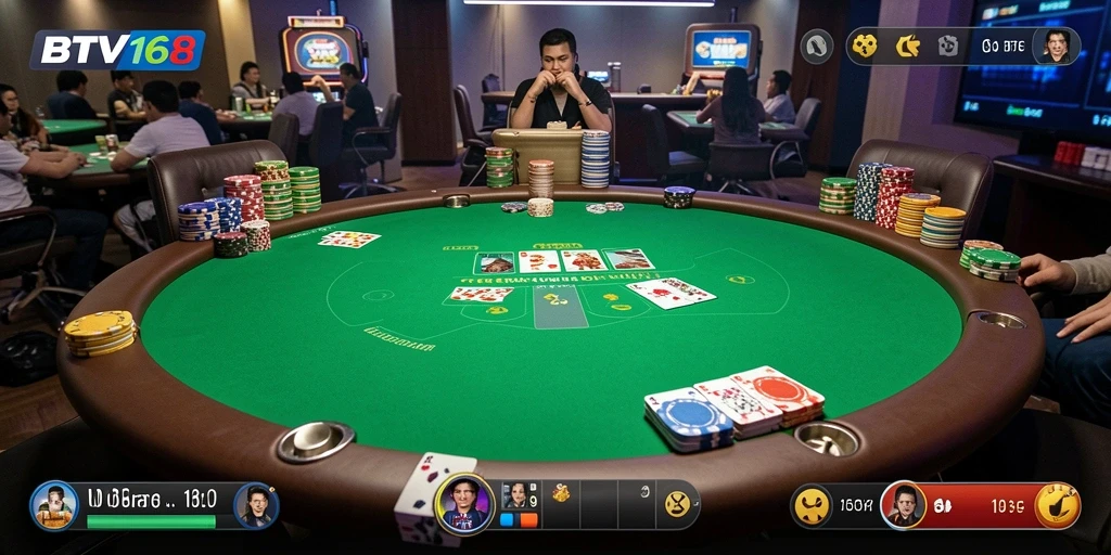 Tampilan menarik dari gameplay Poker di BTV168