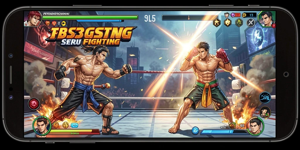 Screenshot FB333 menunjukkan aksi pertarungan mendebarkan dengan karakter yang beragam.