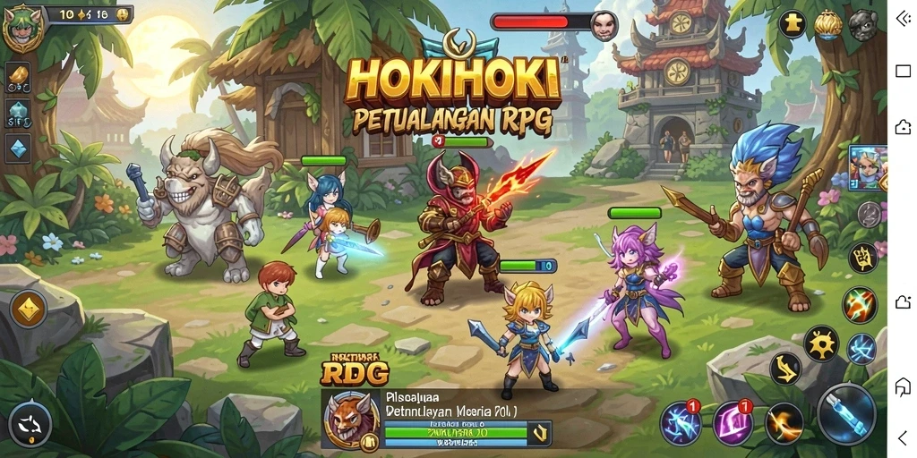 Tampilan gameplay RPG HOKIHOKI yang seru dan menarik.