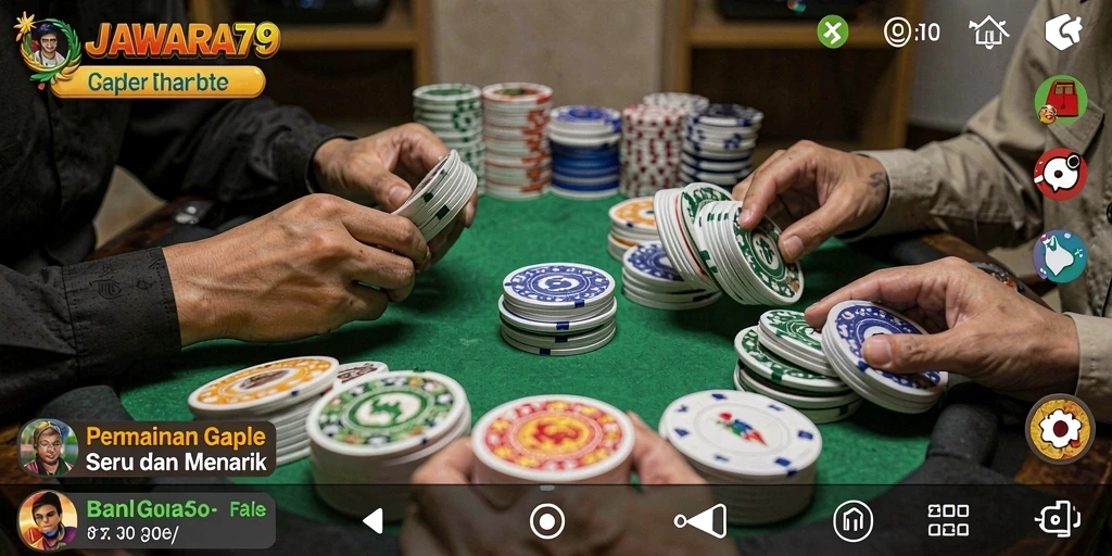 Tampilan gameplay seru JAWARA79 dalam permainan Gaple bersama teman.