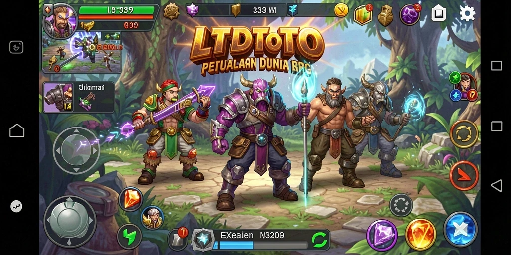 Screenshot LTDTOTO menunjukkan karakter beraksi di medan perang RPG.