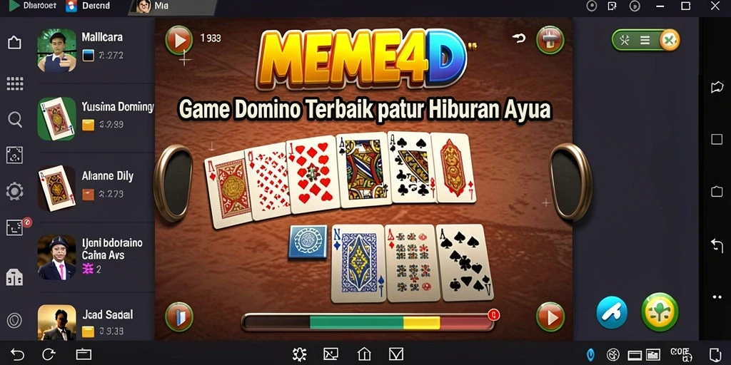 Tampilan menarik dari gameplay <strong>MEME4D</strong> yang menampilkan kartu Domino.