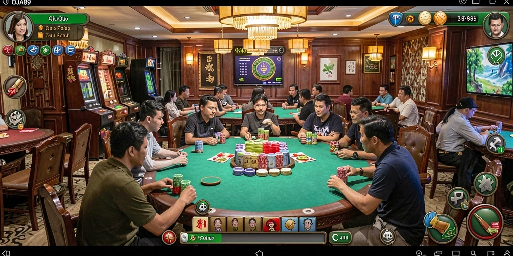Tampilan gameplay seru dalam OJA89 yang menampilkan aksi QiuQiu.