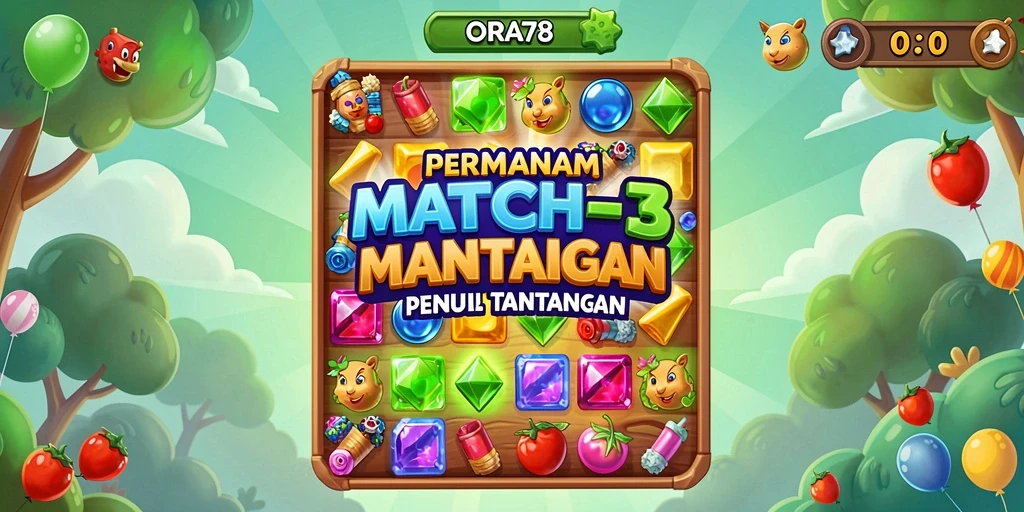 Tangkapan layar gameplay ORA78 yang menampilkan aksi Match-3 yang seru.