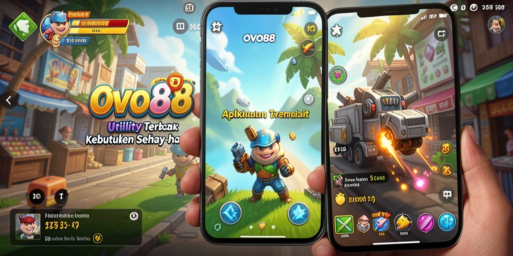 Tampilan aplikasi OVO88 dengan berbagai fitur Utility.