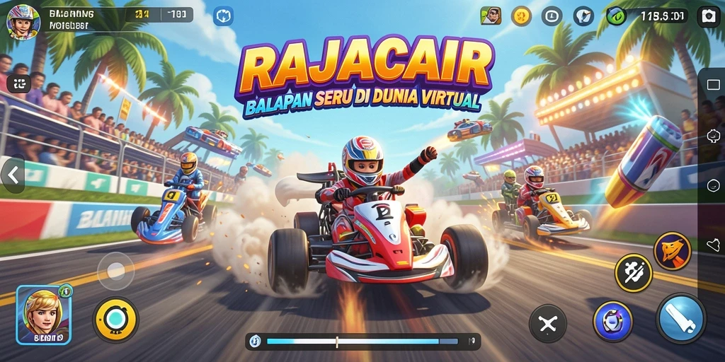 Tangkapan layar gameplay <strong>RAJACAIR</strong> yang menunjukkan momen balapan seru dan intens.