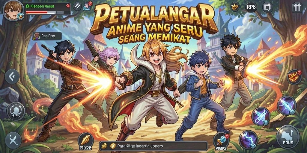 Tampilan gameplay RP8 yang menarik dengan karakter anime yang beraksi.