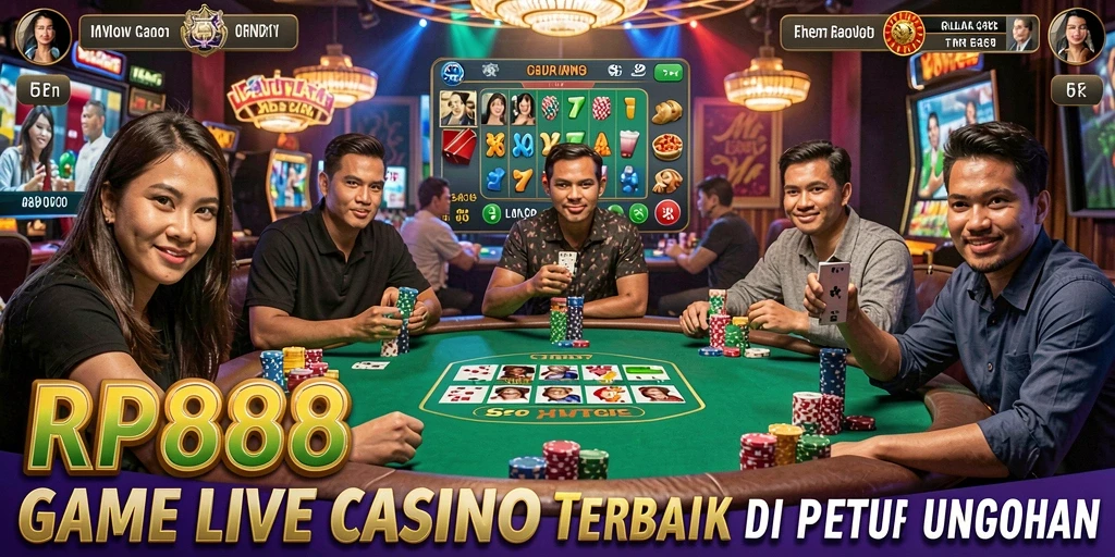 Screenshot gameplay RP888 menunjukkan dealer langsung yang menghibur dan interaktif.