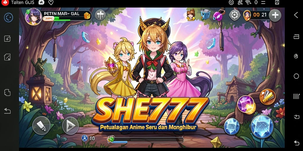 Tampilan gameplay menarik dari SHE777 dengan karakter Anime yang unik.