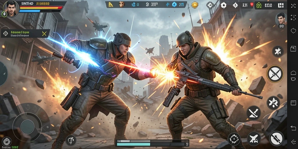 Tampilan gameplay mendebarkan SINTE4D dengan aksi bertarung intens.