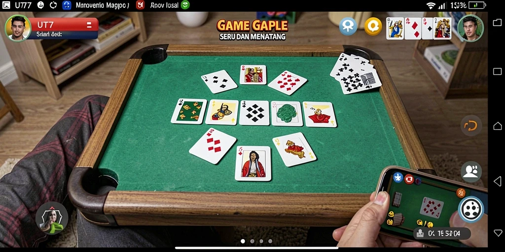 Tampilan menarik dari gameplay Gaple UT77 yang menghibur.